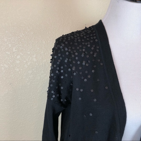 Eileen Fisher Sweater Sequin Merino Wool Black L - Picture 2 of 6